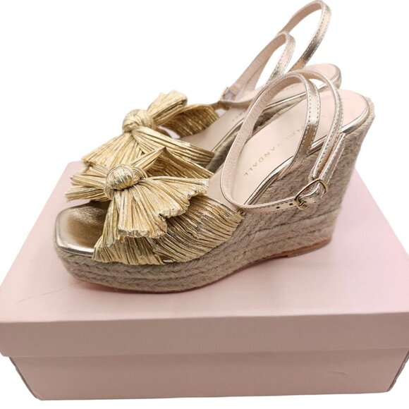Loeffler Randall Peri Pleated Knot Bow Wedge Espadrille Sandals